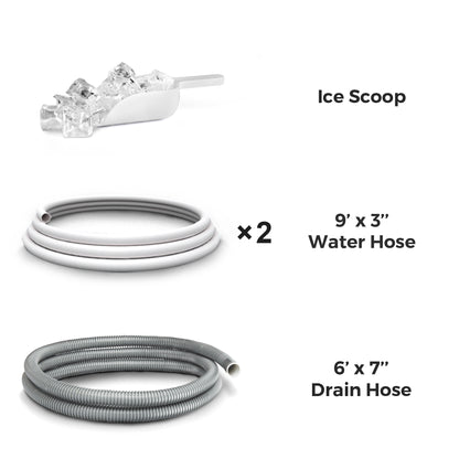 Simzlife 100 lbs./24H Commercial Freestanding/Built-in Ice Maker with 33 lb. Storage Bin in Silver, Stainless Steel