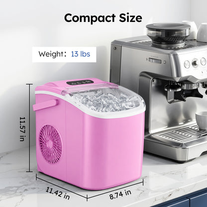 Simzlife Countertop Ice Maker Machine with Handle, 26lbs Per Day, 9 Ice Cubes Ready in 6 Mins, Auto-Cleaning Portable Ice Maker with Basket and Scoop, for Home/Kitchen/Camping/RV