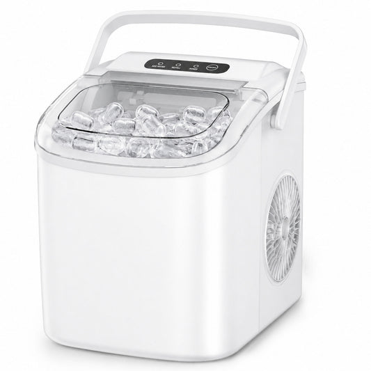 Simzlife Countertop Ice Maker Machine with Handle, 26lbs Per Day, 9 Ice Cubes Ready in 6 Mins, Auto-Cleaning Portable Ice Maker with Basket and Scoop, for Home/Kitchen/Camping/RV