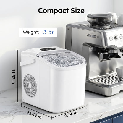 Simzlife Countertop Ice Maker Machine with Handle, 26lbs Per Day, 9 Ice Cubes Ready in 6 Mins, Auto-Cleaning Portable Ice Maker with Basket and Scoop, for Home/Kitchen/Camping/RV