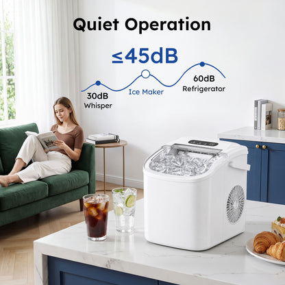 Simzlife Countertop Ice Maker Machine with Handle, 26lbs Per Day, 9 Ice Cubes Ready in 6 Mins, Auto-Cleaning Portable Ice Maker with Basket and Scoop, for Home/Kitchen/Camping/RV