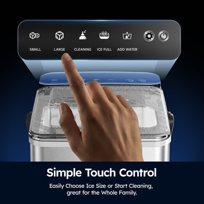 SIMZLIFE Countertop Ice Maker with Portable Handle, 26lbs/24H, 9 Cubes Ready in 6 Mins, Self-Cleaning, Compact Ice Machine with Basket & Scoop, Sliver