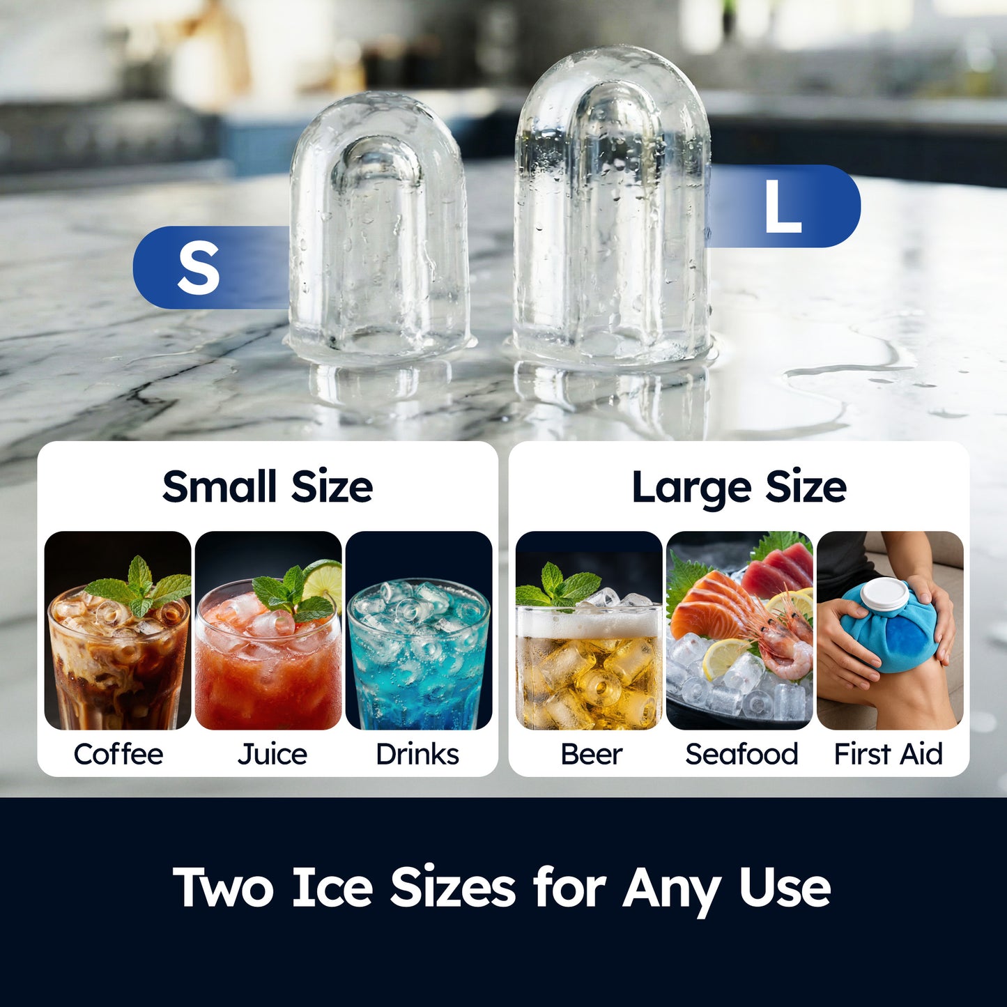 SIMZLIFE Countertop Ice Maker with Portable Handle, 26lbs/24H, 9 Cubes Ready in 6 Mins, Self-Cleaning, Compact Ice Machine with Basket & Scoop, Sliver
