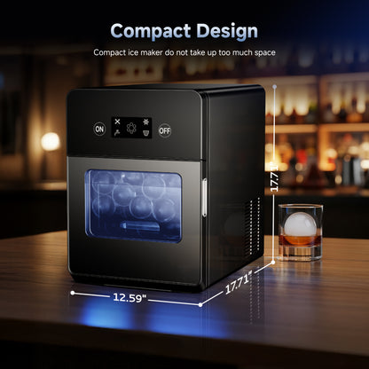 Simzlife Sphere Ice Maker,10 pcs/Hour, 150 pcs/Day,Clear Ice Ball Maker with Enhanced Insulation, with LCD Touch Screen, Self-Cleaning, Quiet Home and Bar Ice for Whiskey Bourbon Parties
