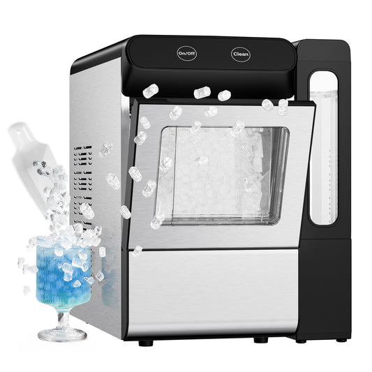 Simzlife Nugget Ice Maker with 4.3L Side Tank, Self- Cleaning Countertop Ice Machine, Soft Chewable Pellet Ice for Home/Kitchen/Party
