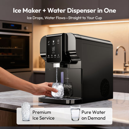 Simzlife Countertop Ice Maker with Auto-Dispense & Water Dispenser, Self-Cleaning, for Home/Office, Silver