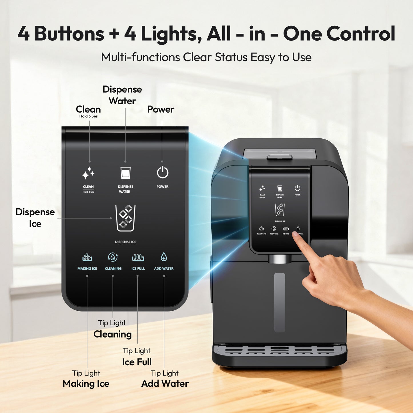 Simzlife Countertop Ice Maker with Auto-Dispense & Water Dispenser, Self-Cleaning, for Home/Office, Silver