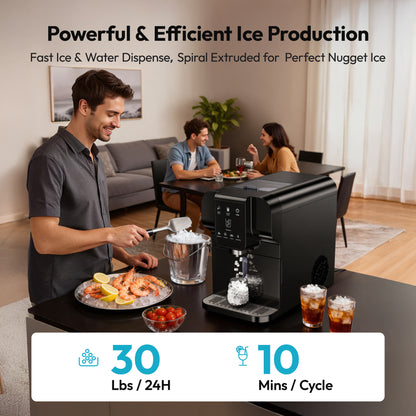 Simzlife Countertop Ice Maker with Auto-Dispense & Water Dispenser, Self-Cleaning, for Home/Office, Silver