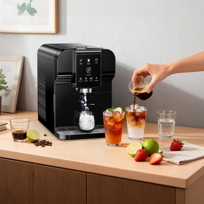 Simzlife Countertop Ice Maker with Auto-Dispense & Water Dispenser, Self-Cleaning, for Home/Office, Silver
