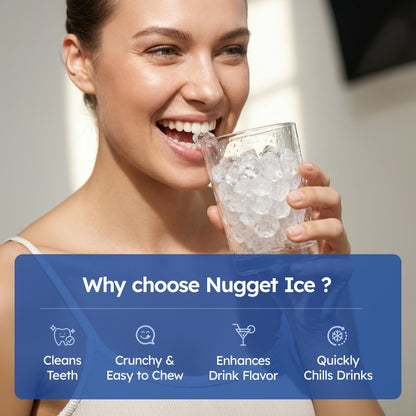 Simzlife 2-in-1 Nugget Ice Maker with Water Dispenser, 33 lbs/Day Portable Countertop Machine, Self-Cleaning, Black