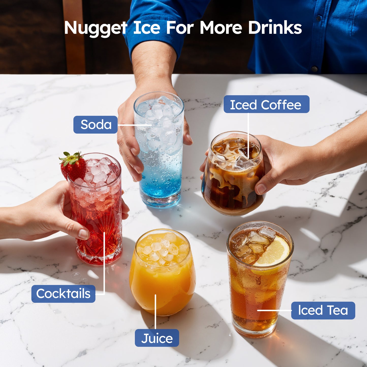 Simzlife 2-in-1 Nugget Ice Maker with Water Dispenser, 33 lbs/Day Portable Countertop Machine, Self-Cleaning, Black