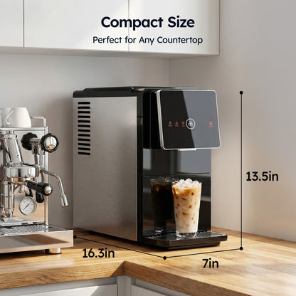 Simzlife 2-in-1 Nugget Ice Maker with Water Dispenser, 33 lbs/Day Portable Countertop Machine, Self-Cleaning, Black