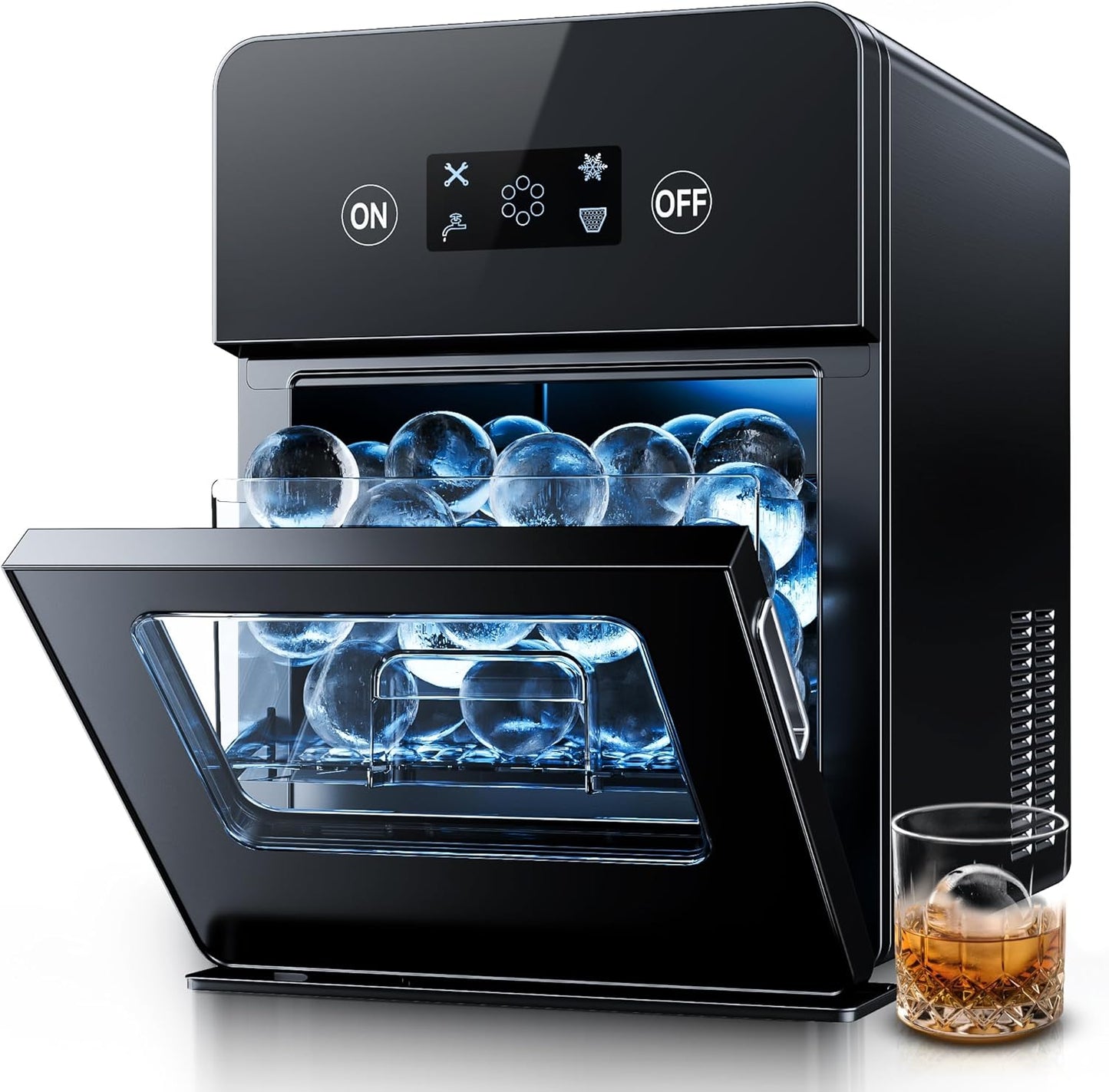 Simzlife Sphere Ice Maker, 6cm Clear Ice Ball Machine, 3 Balls/Batch for Whiskey & Cocktails, Touch Control