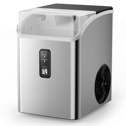SIMZLIFE Nugget Ice Maker Countertop, 35 lbs/24H Soft Chewable Pellet Ice Machine, Ice Ready in 7 Minutes, One-Touch Self-Cleaning, Stainless Steel