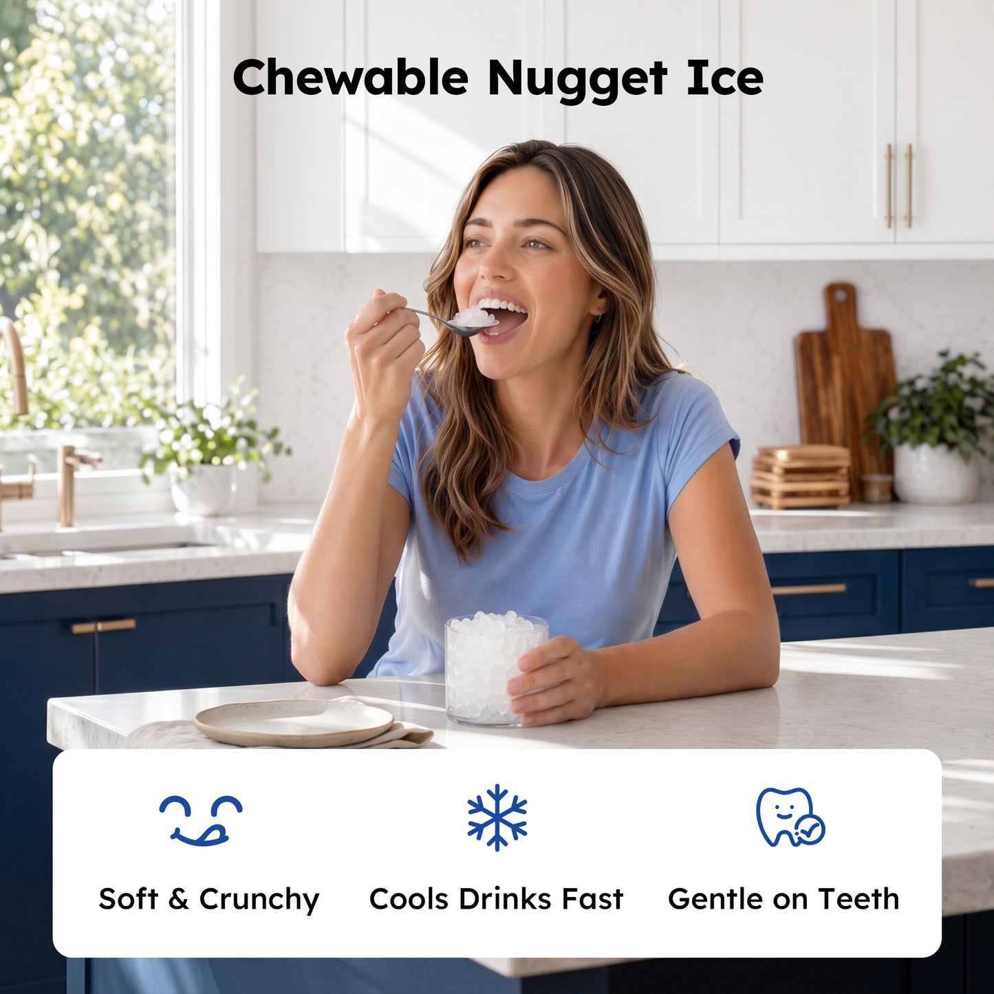 SIMZLIFE Nugget Ice Maker Countertop, 35 lbs/24H Soft Chewable Pellet Ice Machine, Ice Ready in 7 Minutes, One-Touch Self-Cleaning, Stainless Steel