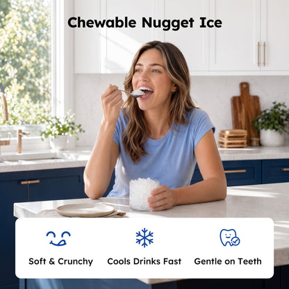 SIMZLIFE Nugget Ice Maker Countertop, 35 lbs/24H Soft Chewable Pellet Ice Machine, Ice Ready in 7 Minutes, One-Touch Self-Cleaning, Stainless Steel