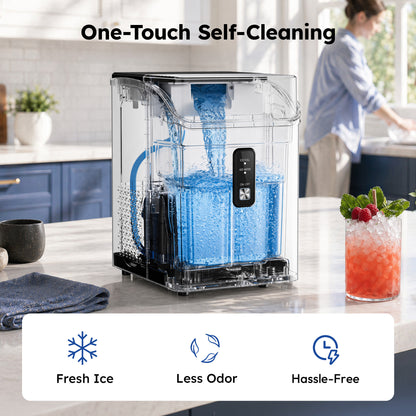 SIMZLIFE Nugget Ice Maker Countertop, 35 lbs/24H Soft Chewable Pellet Ice Machine, Ice Ready in 7 Minutes, One-Touch Self-Cleaning, Stainless Steel