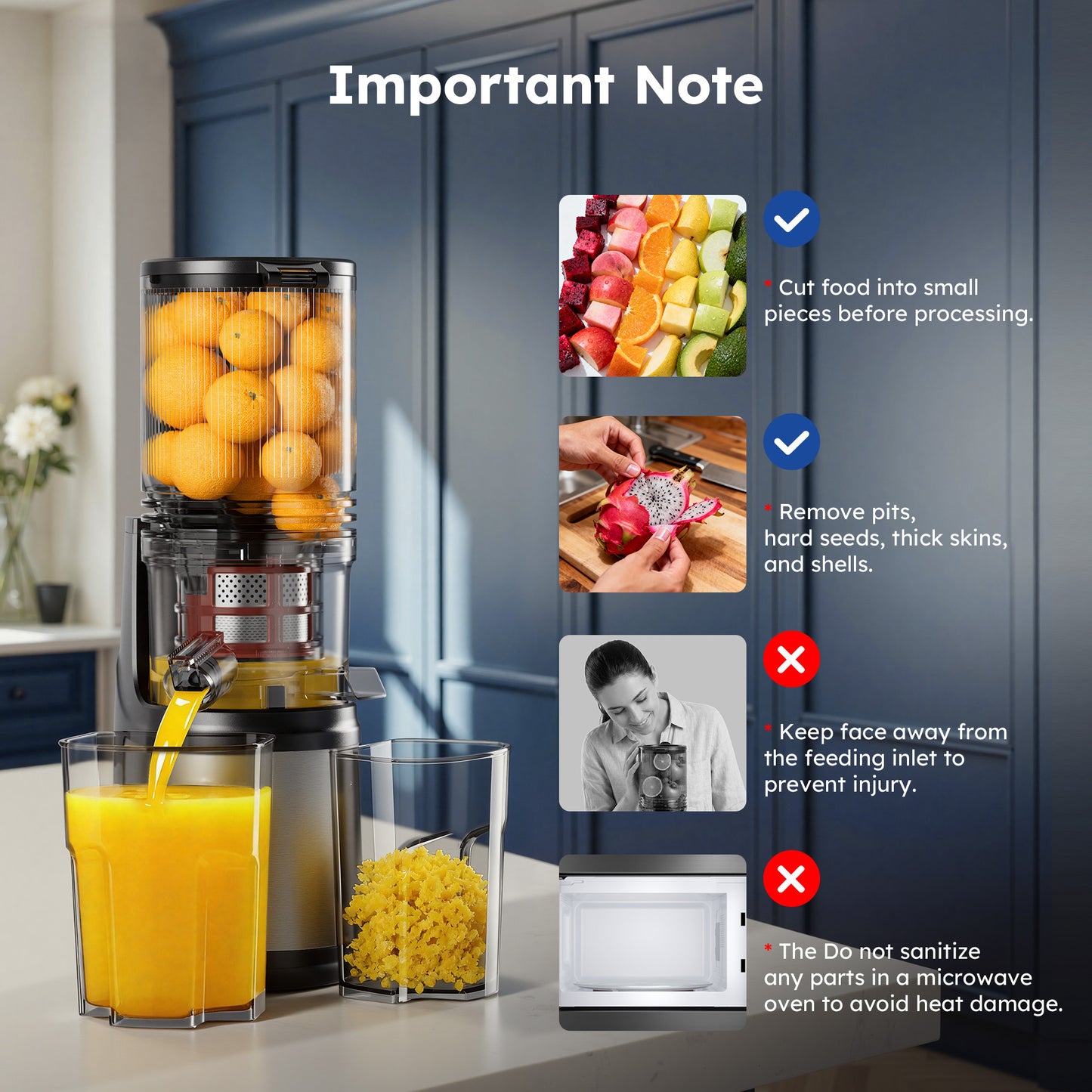 SIMZLIFE Cold Press Juicer, Masticating Juicer with 5.1" Wide Feed Chute, Slow Juicer Machines