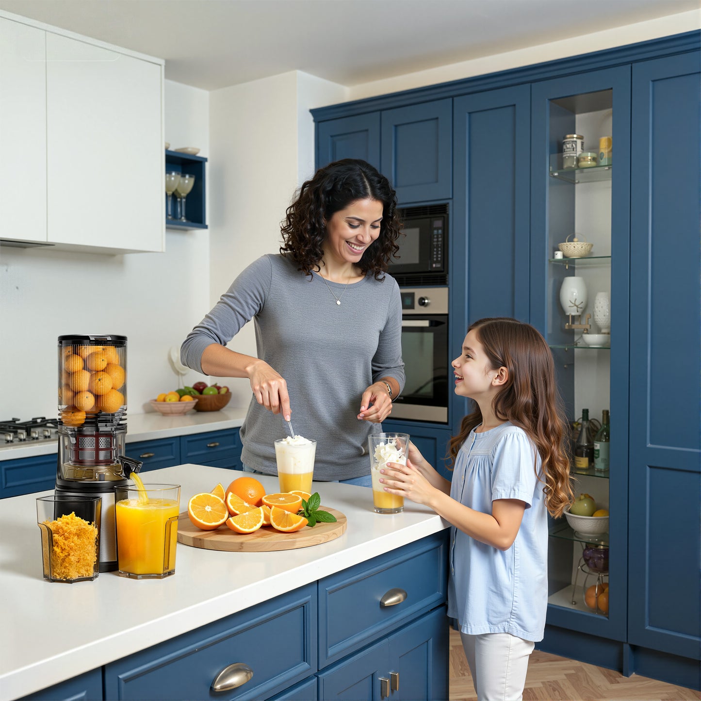 SIMZLIFE Cold Press Juicer, Masticating Juicer with 5.1" Wide Feed Chute, Slow Juicer Machines