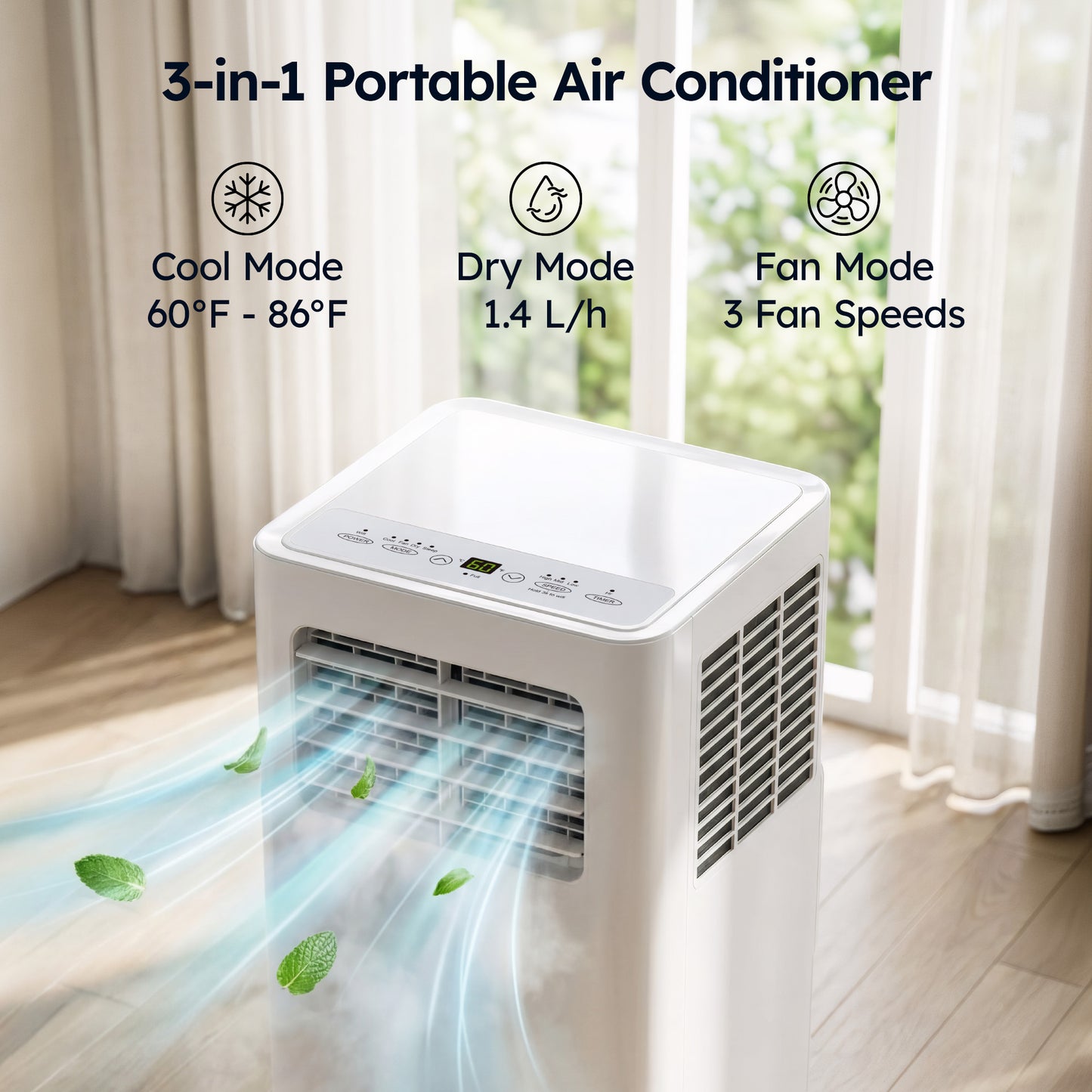 SIMZLIFE 14000 BTU Portable Air Conditioner with WIFI and Remote Control,Small AC Unit