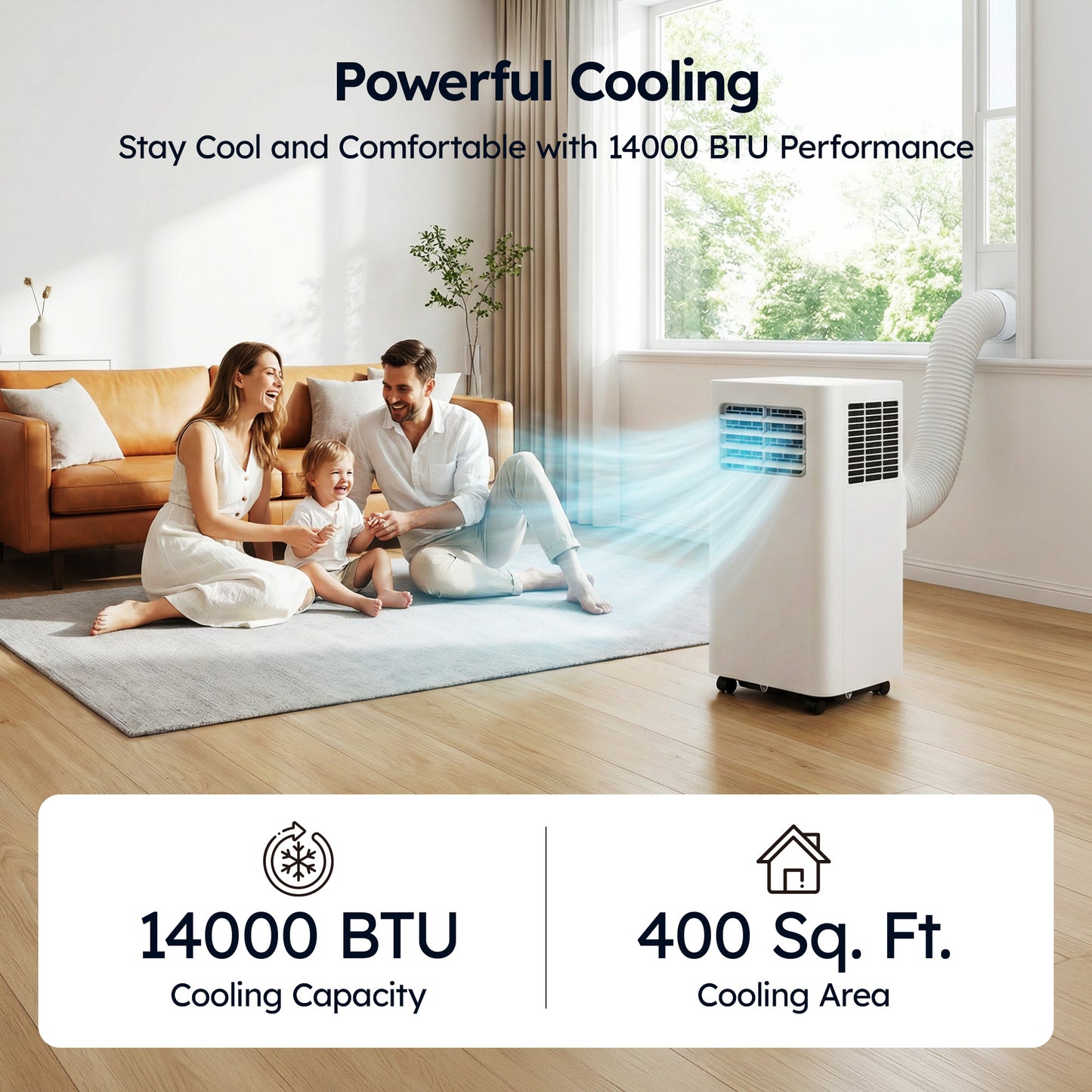 SIMZLIFE 14000 BTU Portable Air Conditioner with WIFI and Remote Control,Small AC Unit