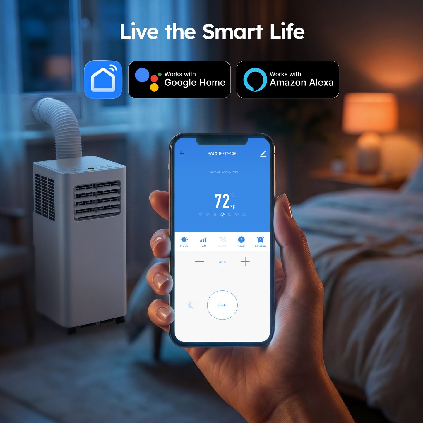 SIMZLIFE 14000 BTU Portable Air Conditioner with WIFI and Remote Control,Small AC Unit