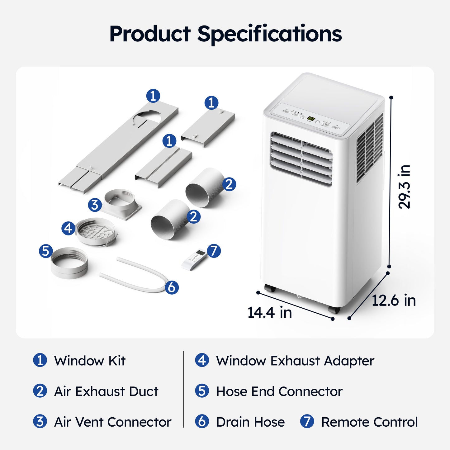 SIMZLIFE 14000 BTU Portable Air Conditioner with WIFI and Remote Control,Small AC Unit