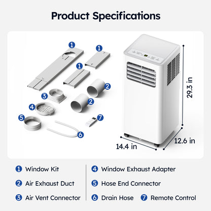 SIMZLIFE 14000 BTU Portable Air Conditioner with WIFI and Remote Control,Small AC Unit