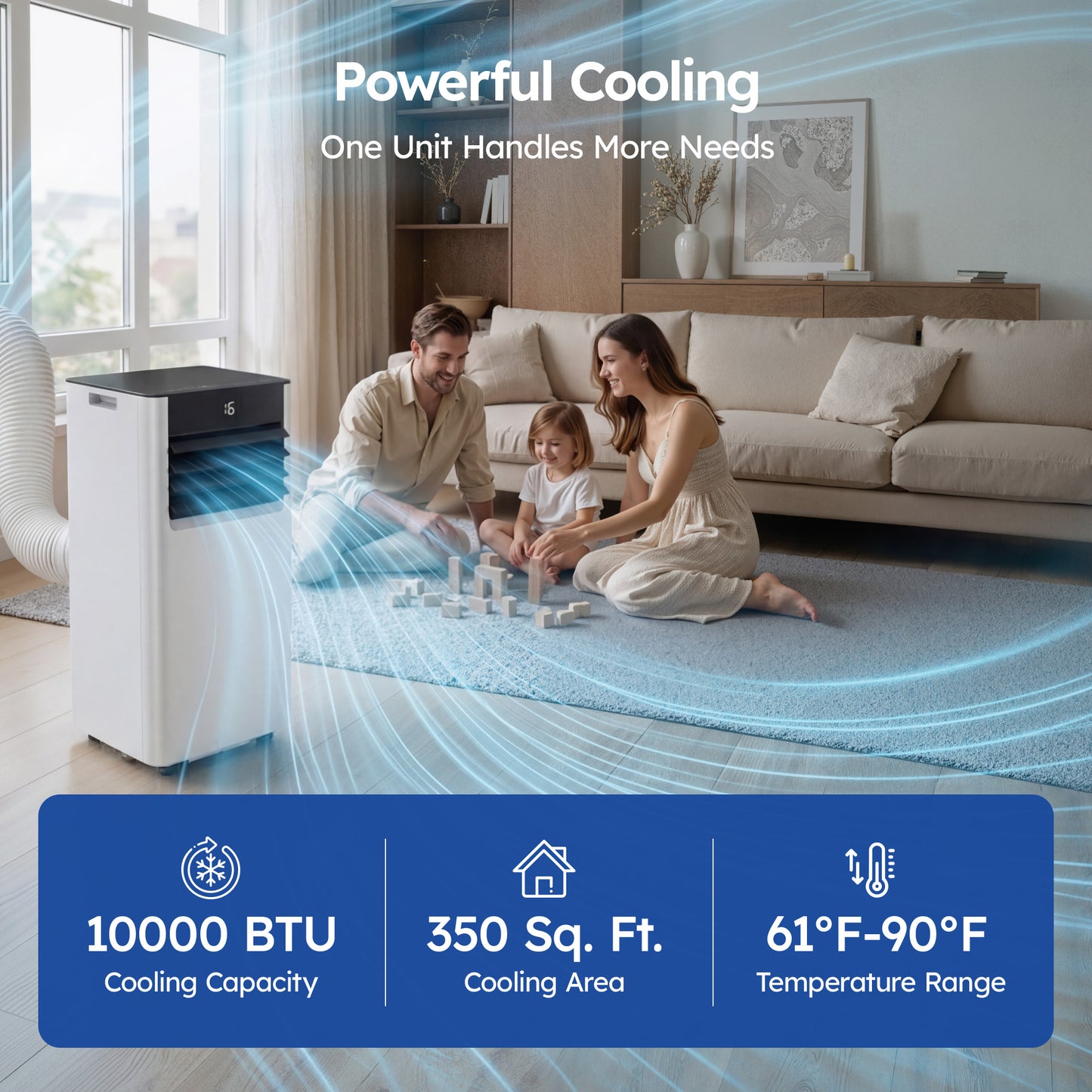 SIMZLIFE 10000 BTU Portable Air Conditioner with WIFI and Remote Control,Small AC Unit with Dehumidifier and Fan