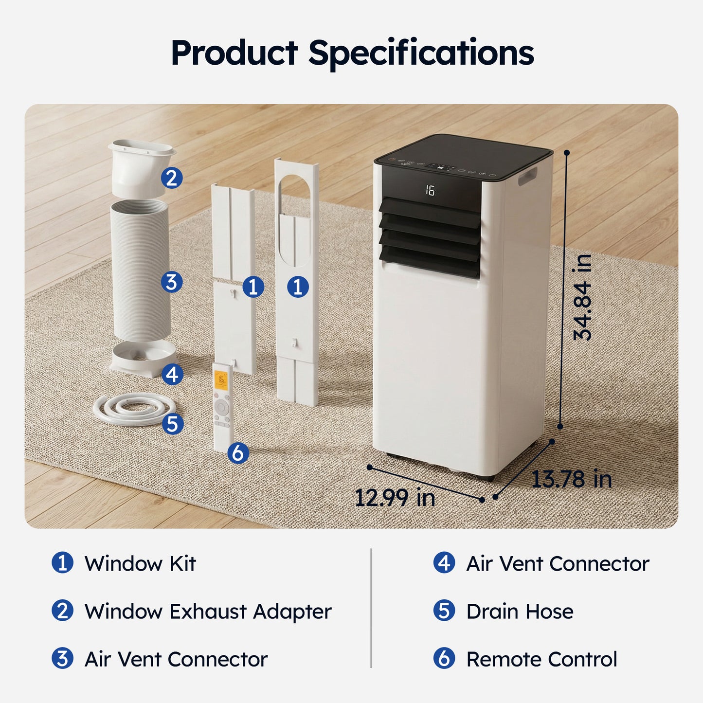 SIMZLIFE 10000 BTU Portable Air Conditioner with WIFI and Remote Control,Small AC Unit with Dehumidifier and Fan