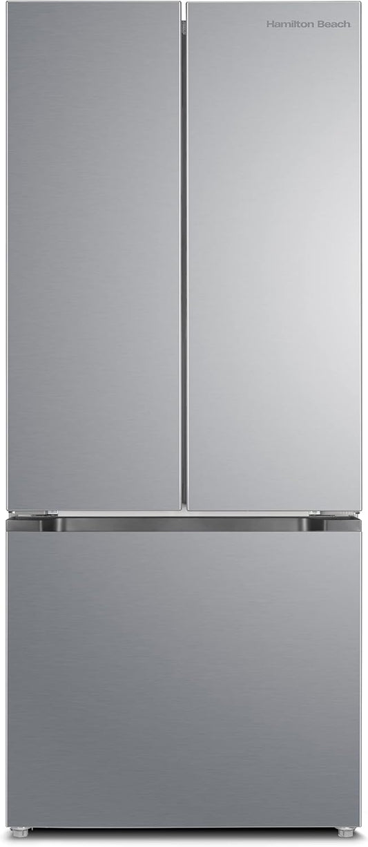 Simzlife 17.5 Cu. ft.  Counter-Depth Refrigerator, French Door Refrigerator with Bottom Freezer, Stainless Steel