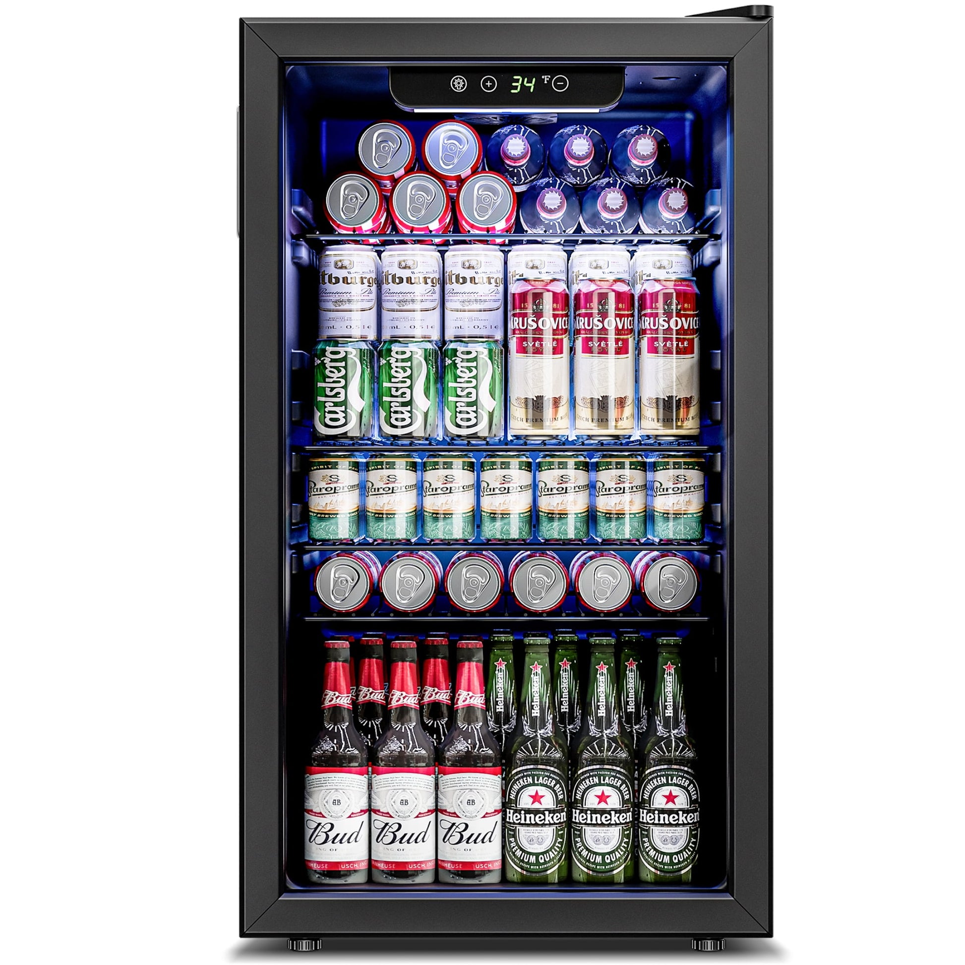 Simzlife 126 Can Beverage Refrigerator and Cooler with Glass Door for