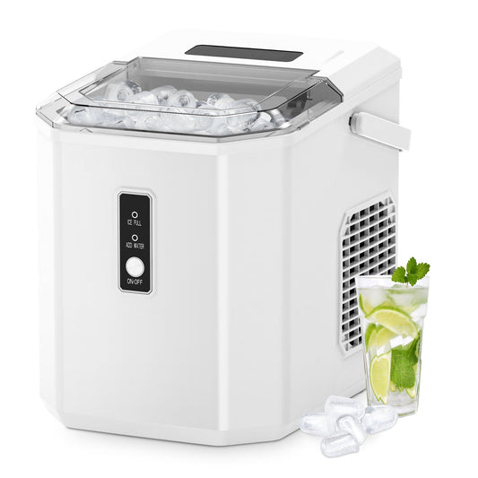 Simzlife Ice Makers Countertop, 9 Cubes in 6 Mins, 26lbs/Day, Portable Ice Maker with Carry Handle, Self-Cleaning Ice Maker with Ice Scoop & Basket for Home/Kitchen/Office/RV.(White)