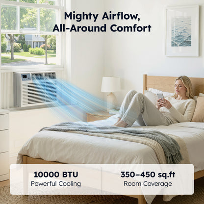 SIMZLIFE 8,000 BTU Window Air Conditioner, Cools Up To 350 Sq Ft, 4 Cooling Modes, Remote Control, White