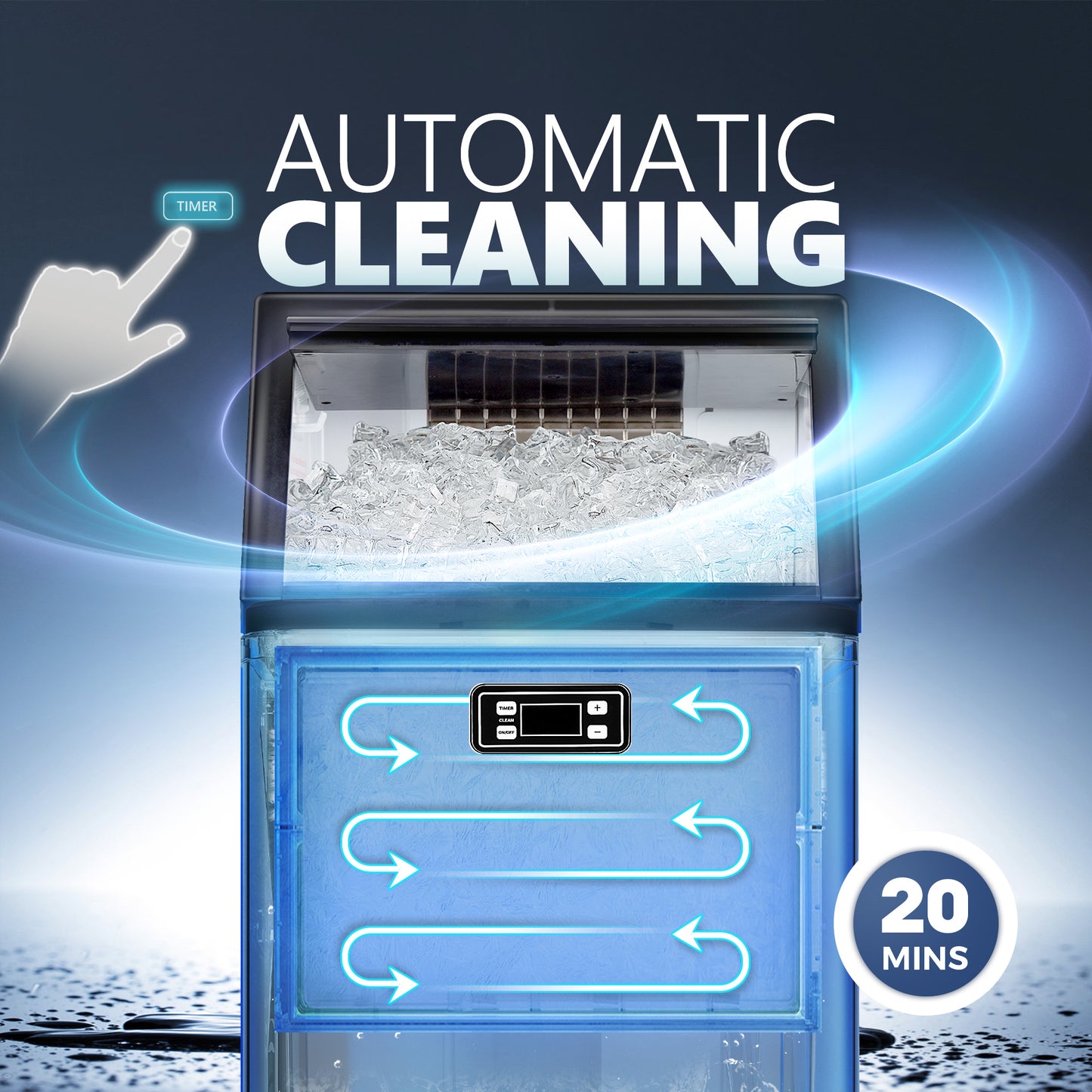 Simzlife 26lbs/24H Bullet Ice Countertop Ice Maker, 9 Bullet Ice Cubes