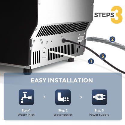 Simzlife 100lbs/24H Commercial Ice Maker Machine, Stainless Steel Under Counter ice Machine,15.55 in W, 31.5 in H