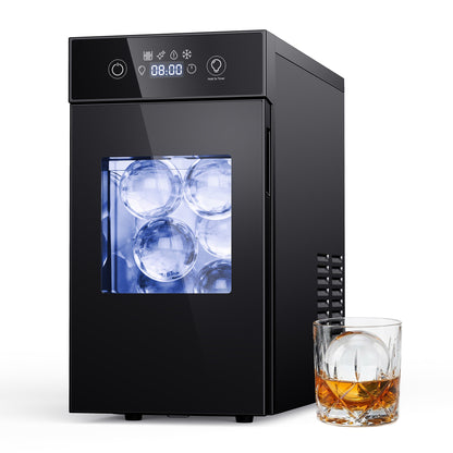 SIMZLIFE Ice Ball Maker Countertop, 2.4" Large Sphere Ice, 48 Balls/24H, Self-Cleaning for Whisky & Home Bar, Black