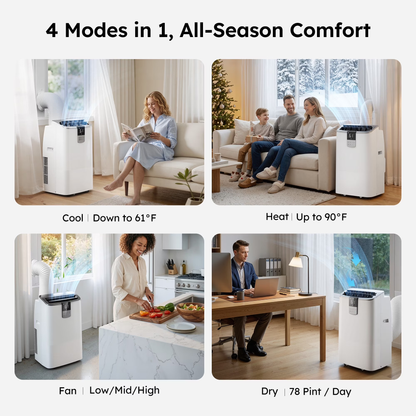 SIMZLIFE 14000 BTU Portable Air Conditioner with WIFI for Room Cooling and Heating, Portable AC Unit with Remote Control