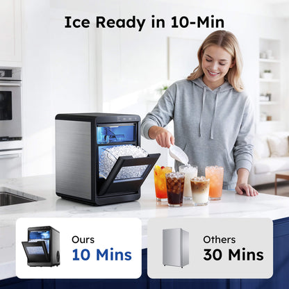 Simzlife Nugget Ice Maker Countertop, 44lbs/24H, Self-Cleaning, Chewable Crunchable Ice machine for Home/Kitchen/Party