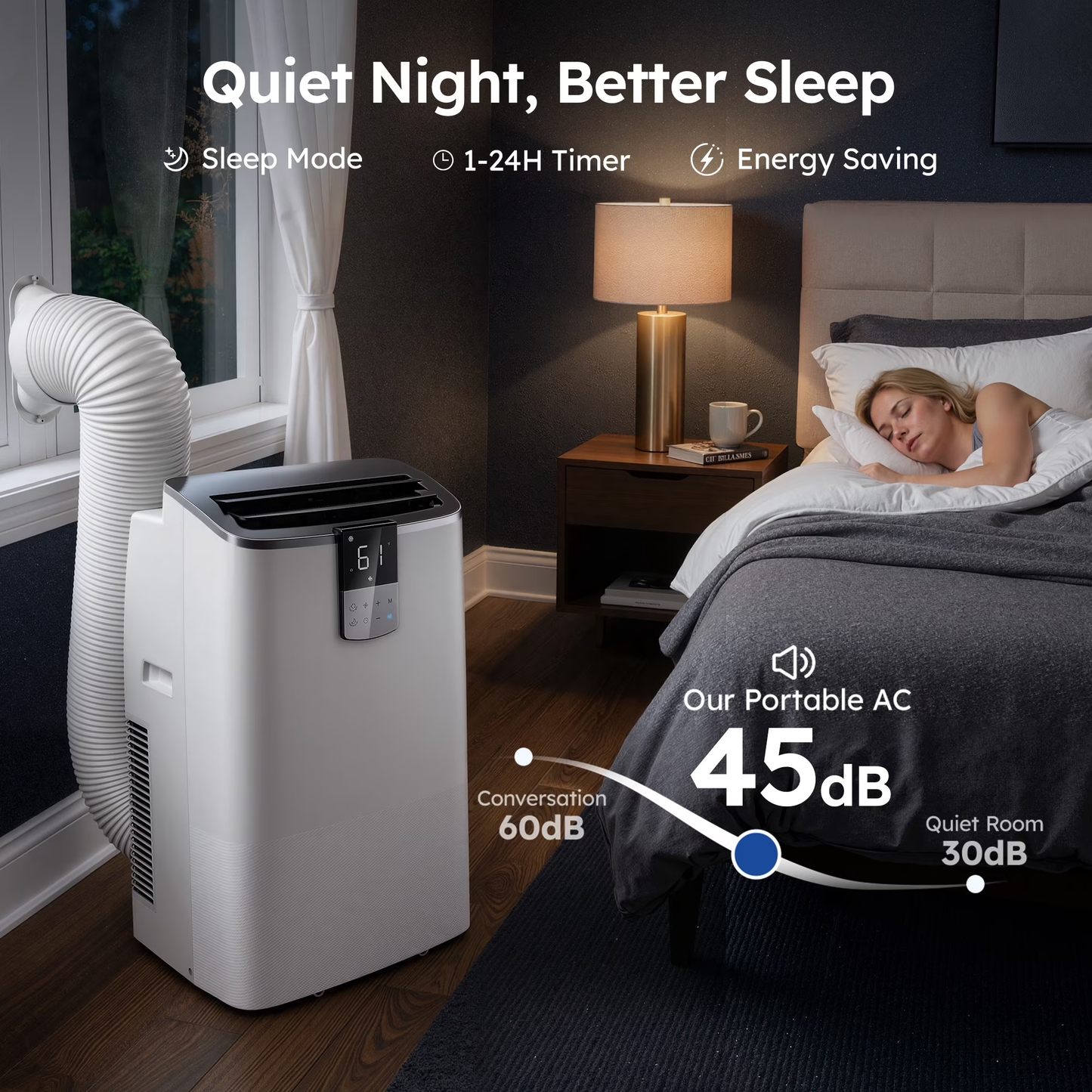 SIMZLIFE 14000 BTU Portable Air Conditioner with WIFI for Room Cooling and Heating, Portable AC Unit with Remote Control