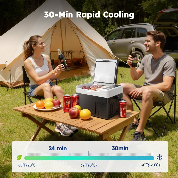 Simzlife 12V Car Refrigerator - 12QT Electric Cooler with Handle, DC/AC, -4℉~68℉, RV Freezer Fridge for RV/