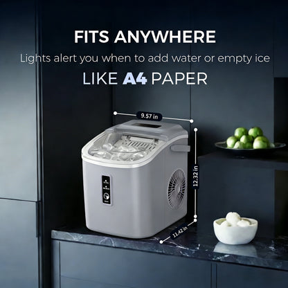 Simzlife 26 lbs/24H Countertop Ice Maker Machine, 9 Bullet-Shaped Ice in 6 Min, Auto-Cleaning